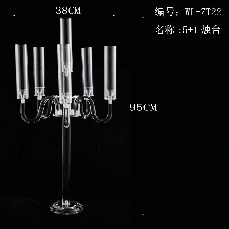 High Quality Wholesale Acrylic Candelabra Candlestick with Clear Candle Holder 5 Arms Wedding Centerpiece Christmas Decorations