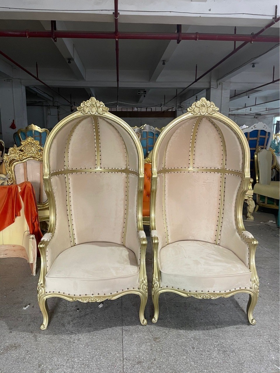 New Style Luxury Modern Chaise Mariage Banquet Chairs Bird Cage Wedding Leather Dining Chair for Event Metal Carton Packing