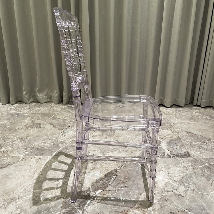 Wholesale Modern Transparent Crystal Hotel Banquet Napoleon Plastic Acrylic Tiffany Wedding Clear Chiavari Chair for Events