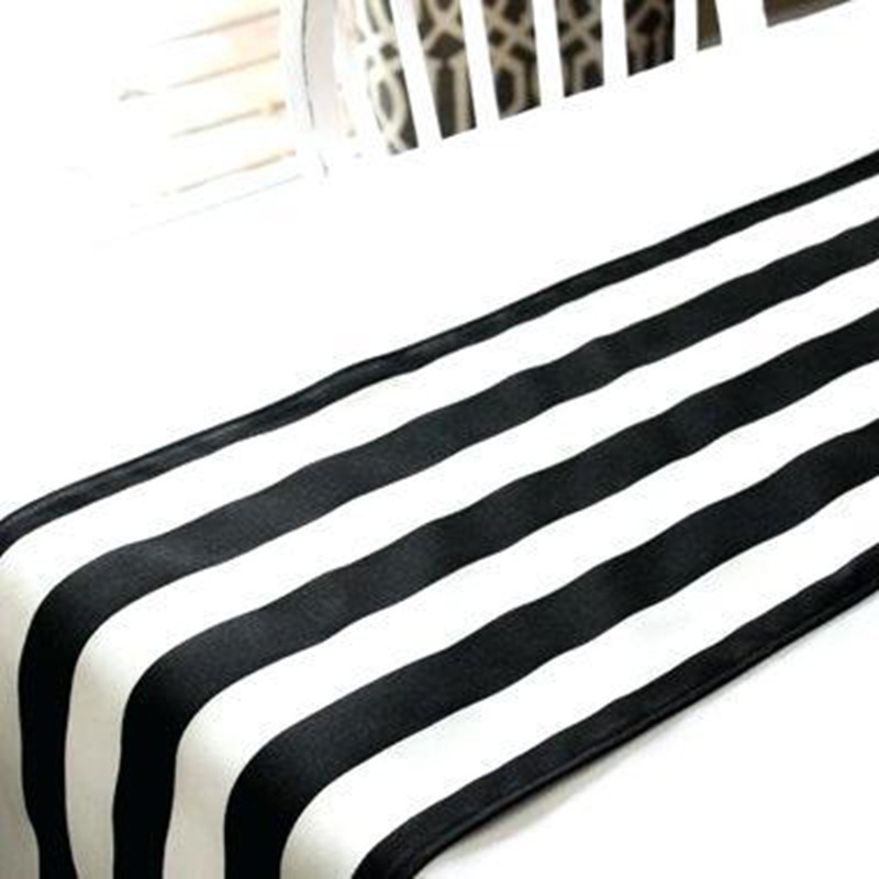 newest Dining Black/White Vertical Stripes Satin Table Runner table cloth  For Wedding