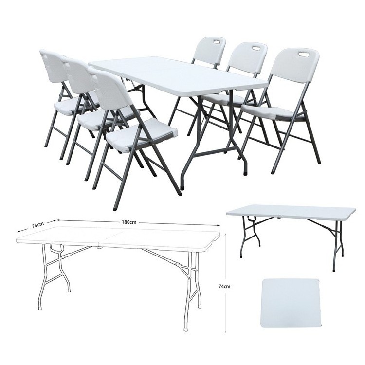 White Modern Meeting catering Banquet Picnic Plastic Fold Up White Rectangular Folding Outdoor Table