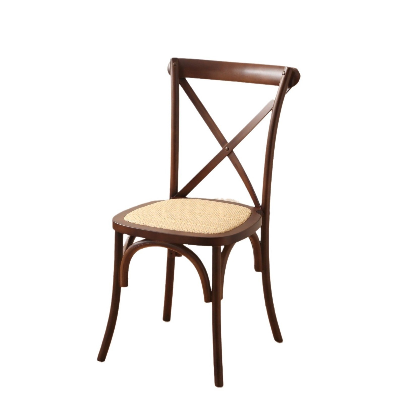 wholesale Rustic Vintage Style Bentwood Stackable Chair Wooden Crossback Chair Restaurant Bistro Crossback Dining Chair