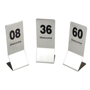 Silver square base metal restaurant table number or menu holder