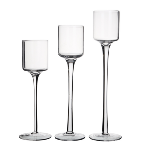 high quality glass table tealight candle holder/pedestal glass tealight candle holders set/long-stemmed glass candle holder