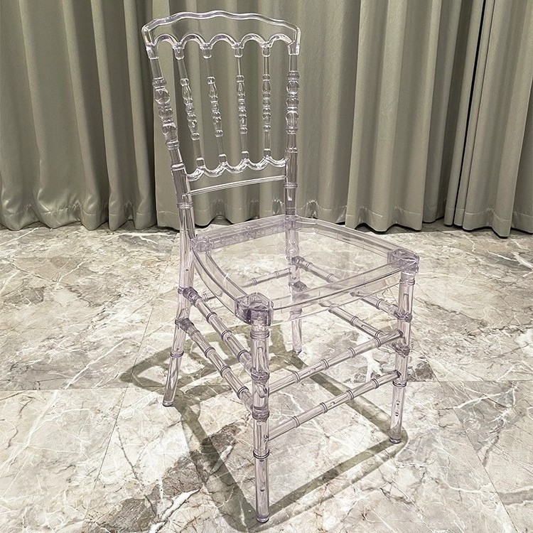 Wholesale Modern Transparent Crystal Hotel Banquet Napoleon Plastic Acrylic Tiffany Wedding Clear Chiavari Chair for Events