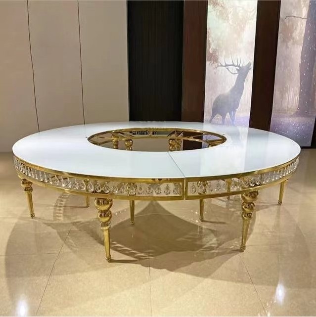 Top Quality Shiny Luxury Golden Serpentine Wedding Event Table