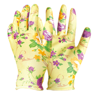 women printing flower colorful Coated white Nitrile Gloves cheap garden nitrile Gloves 32g farm work safety nitrile gloves