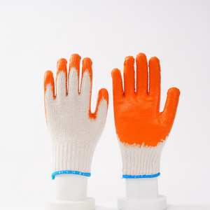 10 gauge new style cotton knitted orange cheap latex palm dipped grip work glove for construction