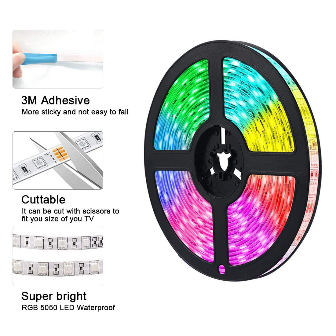 16.4ft 2835 54D Led Strip Lights Smart rgb Sync Color Changing Light App Control and 24keys Remote Led Lights