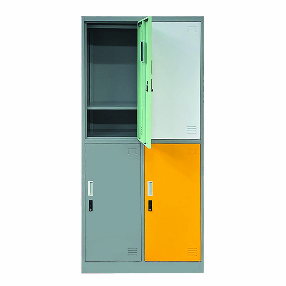 Code Lock 4 Door School Gym Metal Assembled Lockers Design Clothes Steel Wardrobe Locker