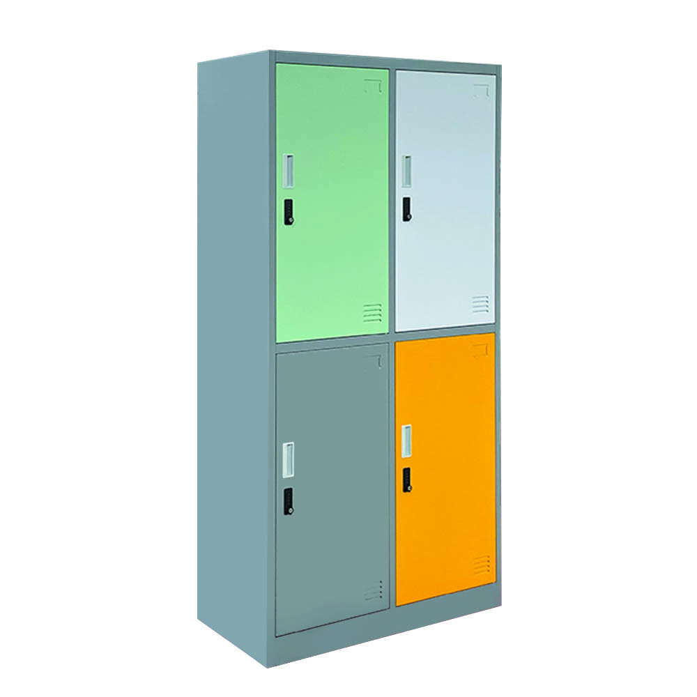 Code Lock 4 Door School Gym Metal Assembled Lockers Design Clothes Steel Wardrobe Locker