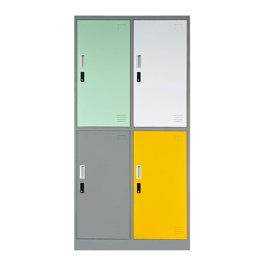 Code Lock 4 Door School Gym Metal Assembled Lockers Design Clothes Steel Wardrobe Locker