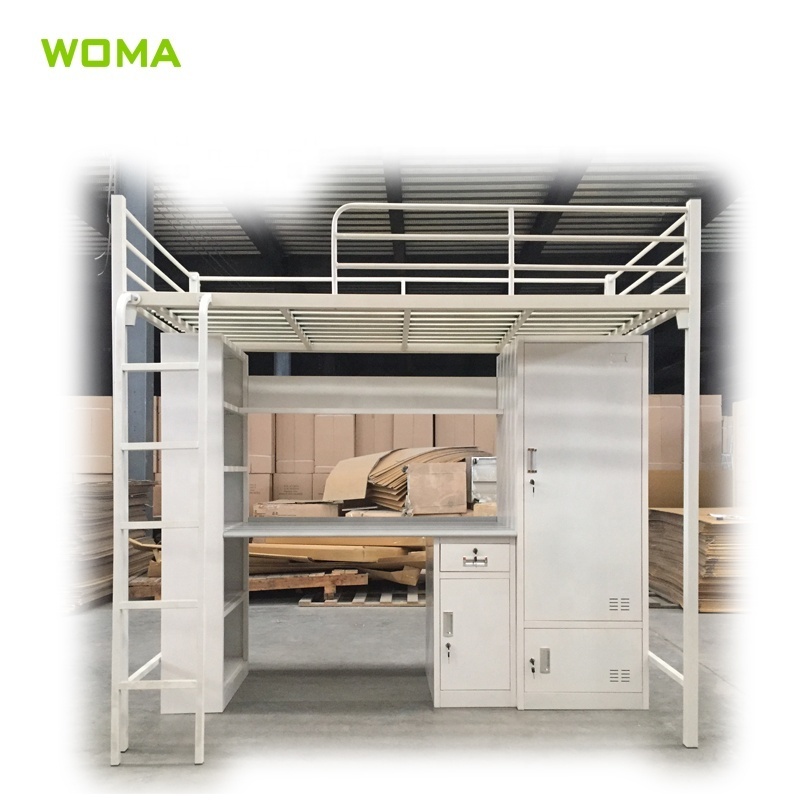 School Dormitory Furniture Student Metal Single Comfortable Dormitory Structure-strong Bunk Bed with Desk and Locker