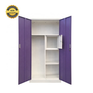 Top sale 2 door steel metal hanging  steel design storage locker clothes metal wardrobe closet