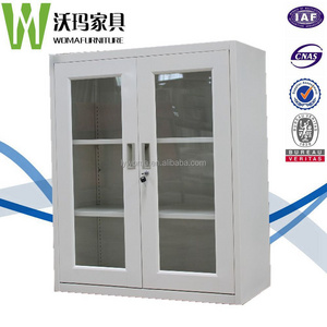 Cheap lockable glass doors half height small low metal file storage cabinets,mini cupboard