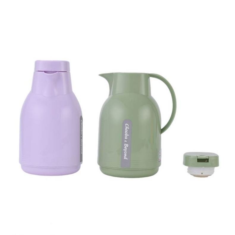 1L New Arrival Plastic Body Pink Plastic Refill Vacuum Flask High Quality Insulated Thermos Flask Kettle Coffee Pot