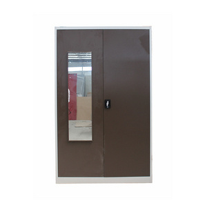 KD clothes wardrobe locker cabinet design 2 door key lock steel almirah with mirror