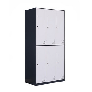 durable office furniture metal almirah double section narrow edge clothes cabinet for school/office use 6 door locker