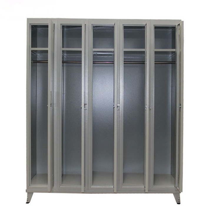 Bedroom clothes cupboard designs metal wardrobe locker 5 door iron almirah with feet