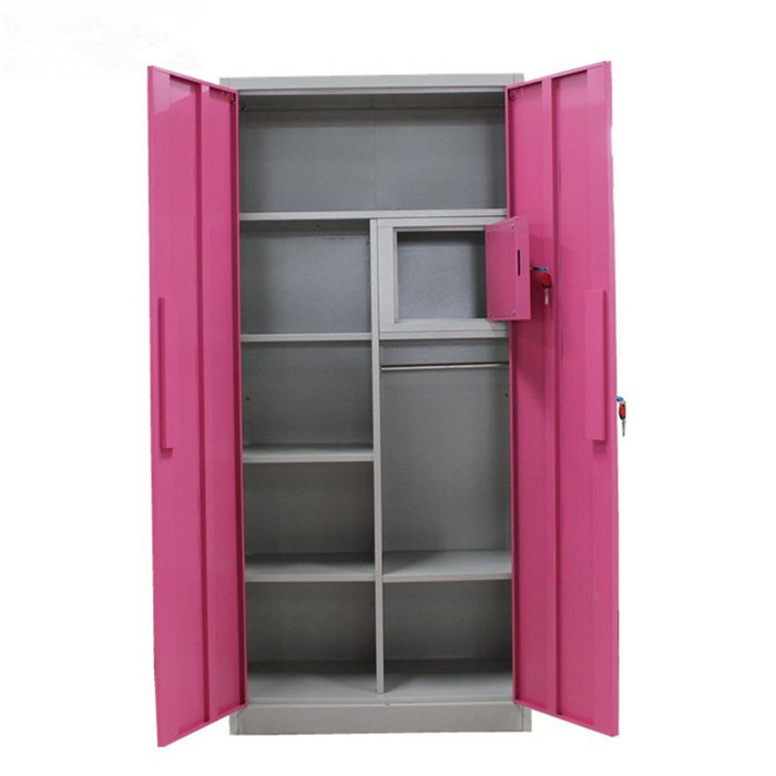 Bedroom furniture storage wardrobe new design double door godrej steel almirah