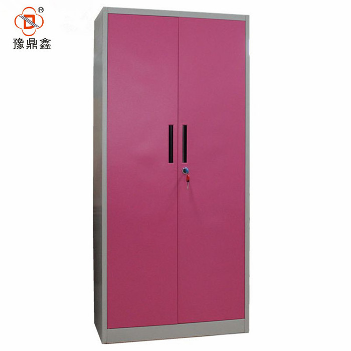 pink color  bedroom changing room storage 2 door clothes wardrobe locker