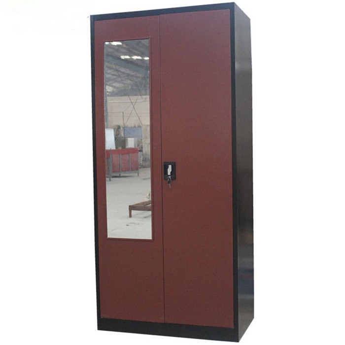 Factory directly 2 glass door clothes wardrobe locker metal steel storage closet