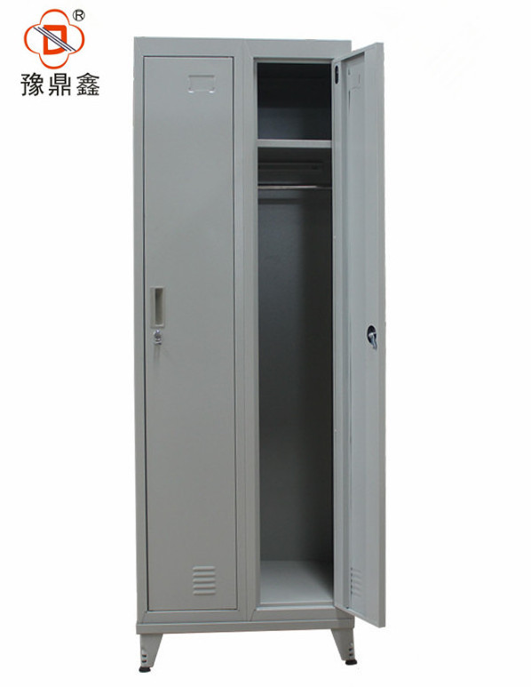 customised size metal clothes storage 2 door wardrobe with feet locker