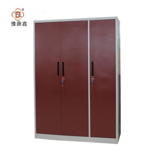 colorful metal furniture for changing room /bedroom 3 door wardrobe  with inner safe clothes locker