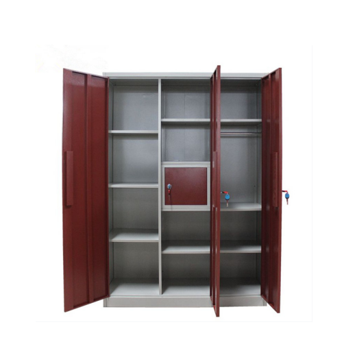 colorful metal furniture for changing room /bedroom 3 door wardrobe  with inner safe clothes locker