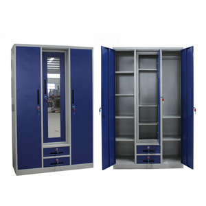 Heavy duty high quality steel clothes wardrobe 3 door room almirah designs