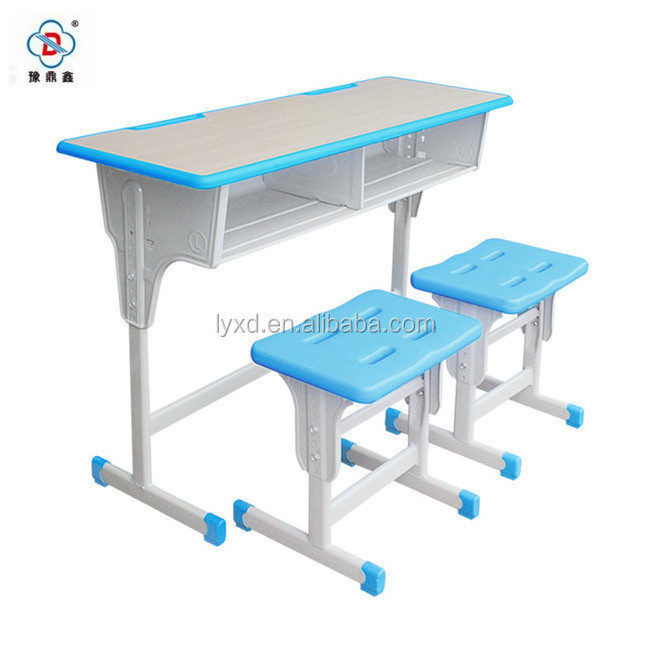 High school/combo/nursery double adjustable green school desk and bench