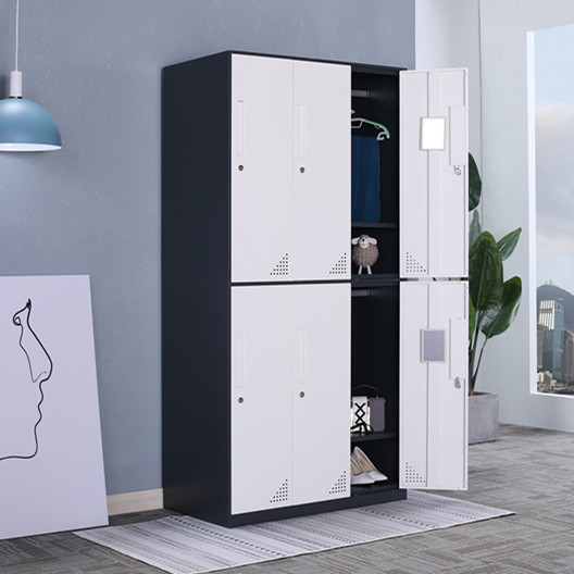 durable office furniture metal almirah double section narrow edge clothes cabinet for school/office use 6 door locker