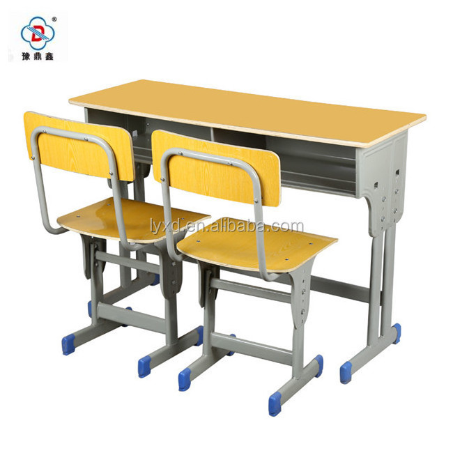 High school/combo/nursery double adjustable green school desk and bench