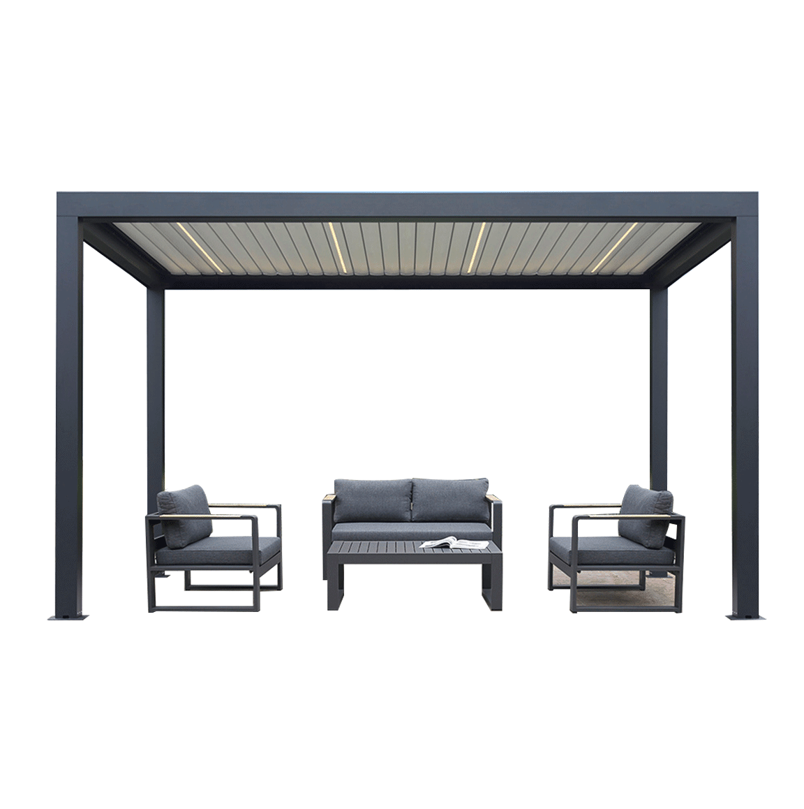 Garden Pergola Gazebo Motorized Louvered Roof 3X3m  Waterproof Bioclimatic Outdoor Aluminum Pergola