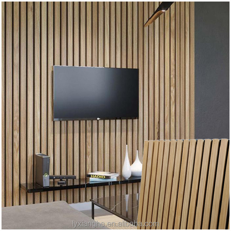 Akupanel Sound Absorption Construction Decoration Material Polyester Fiber Slat Wood Acoustic Panel