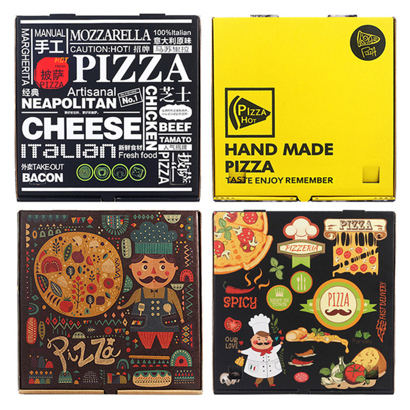 Custom printing caixas para pizzas  9 10 11 12 14 18 Inch  Burger Pizza Boxes  Flute Corrugated pizza packing box