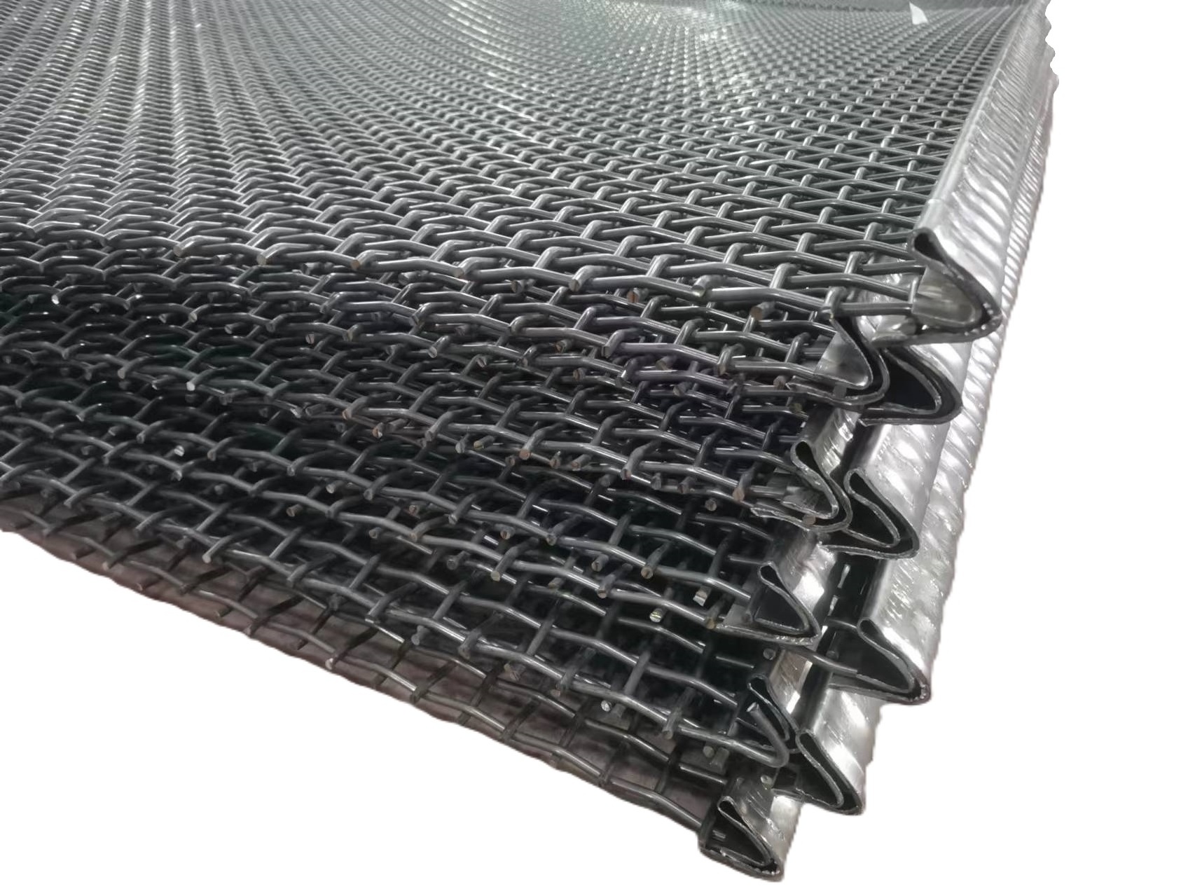 Factory  High Tensile 65Mn 45# Manganese steel Iron wire woven Quarry Rock square Hole crimped wire mining screen mesh