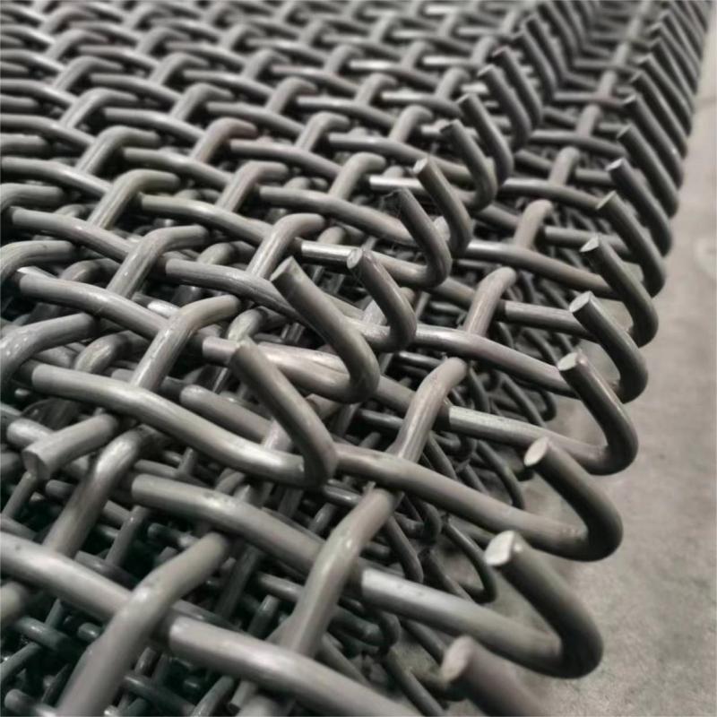 Factory  High Tensile 65Mn 45# Manganese steel Iron wire woven Quarry Rock square Hole crimped wire mining screen mesh