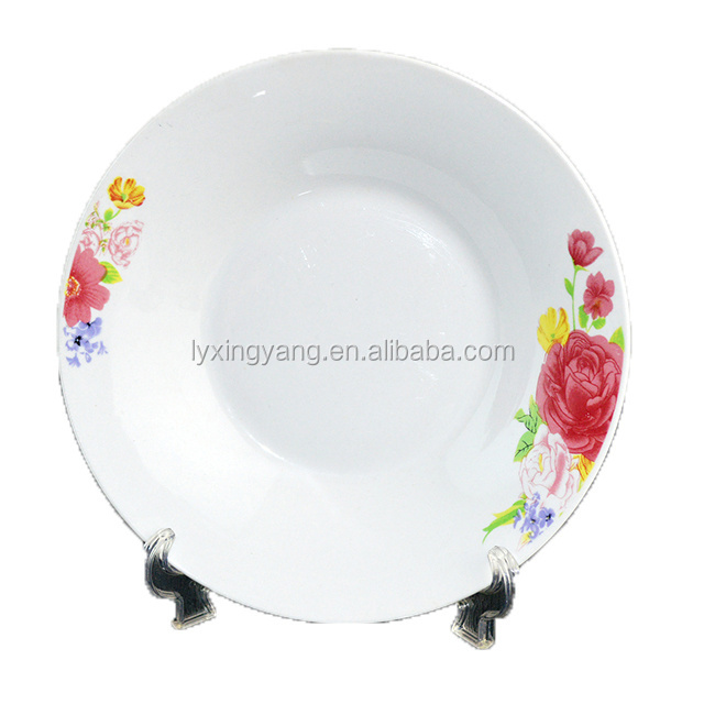 black flowers ceramic soup plate , cheap ceramic deep plate