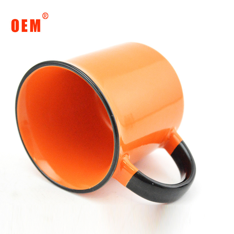 Wholesale Personalized Microwave Safe Custom Logo Printing 350 ml Enamel Campfire Coffee Mugs ceramic Coffee Mug