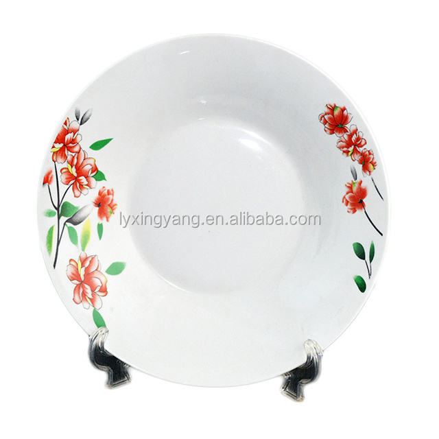 black flowers ceramic soup plate , cheap ceramic deep plate