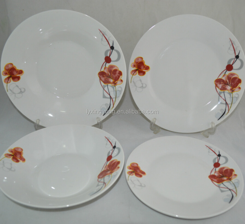 Flower Decoration Porcelain decal Dinner Set/White Porcelain Dinnerware Sets/New Design Dubai Wholesale Market