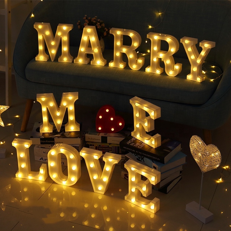 Customized marry me light up letters decorations 26 English Alphabet wedding decoration light numbers