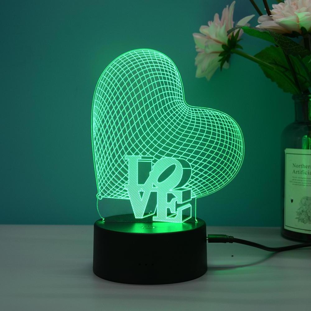 Custom 3D Night Light Lamp LOVE Heart Christmas Valentine's Day Gift for Lover acrylic light