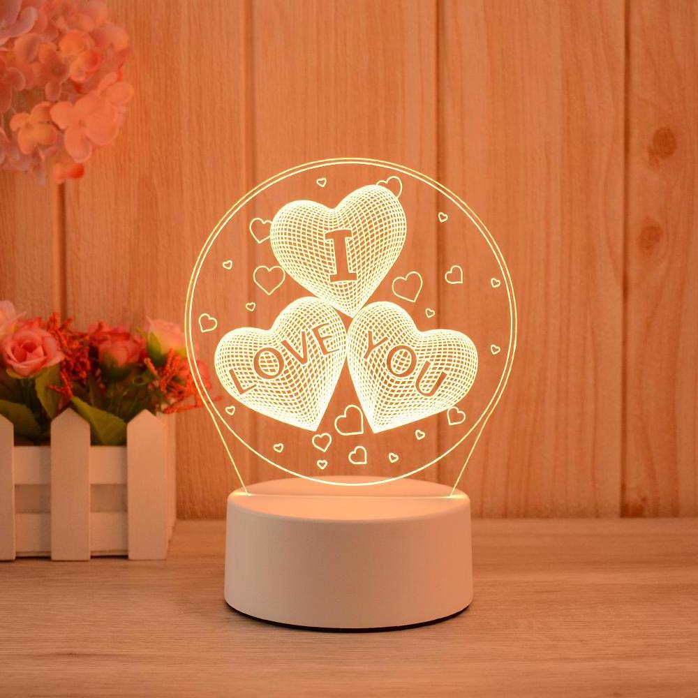 Custom 3D Night Light Lamp LOVE Heart Christmas Valentine's Day Gift for Lover acrylic light