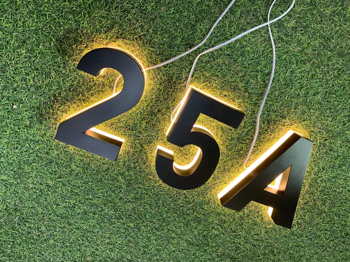 Custom Outdoor 24V Solar Acrylic 3d Door Metal Letters Numbers Matte Enseigne Led Outside 5