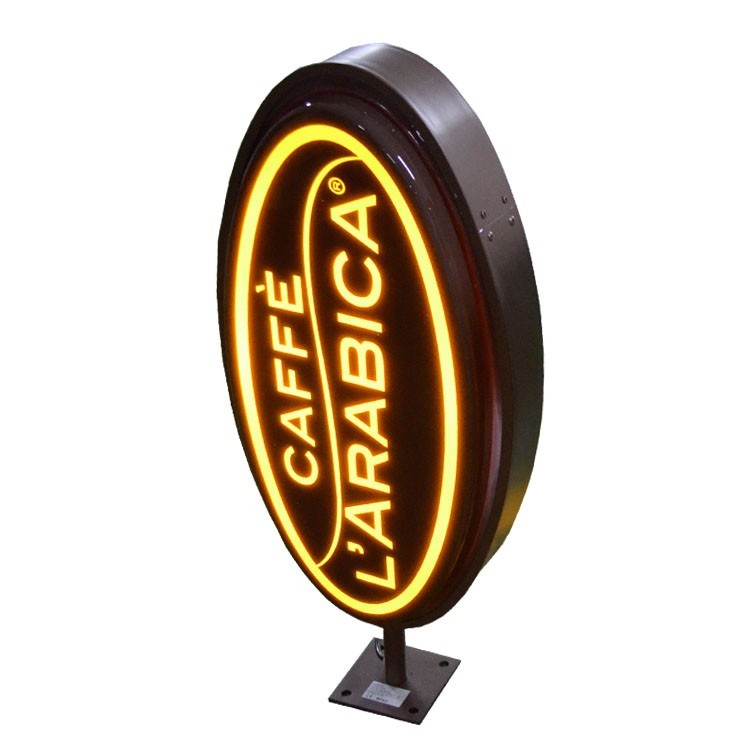 Custom Made Logo Printing Lightbox Wood Oval Horizontal Projecting Large Led Illuminated Light Box Name Board For Shop