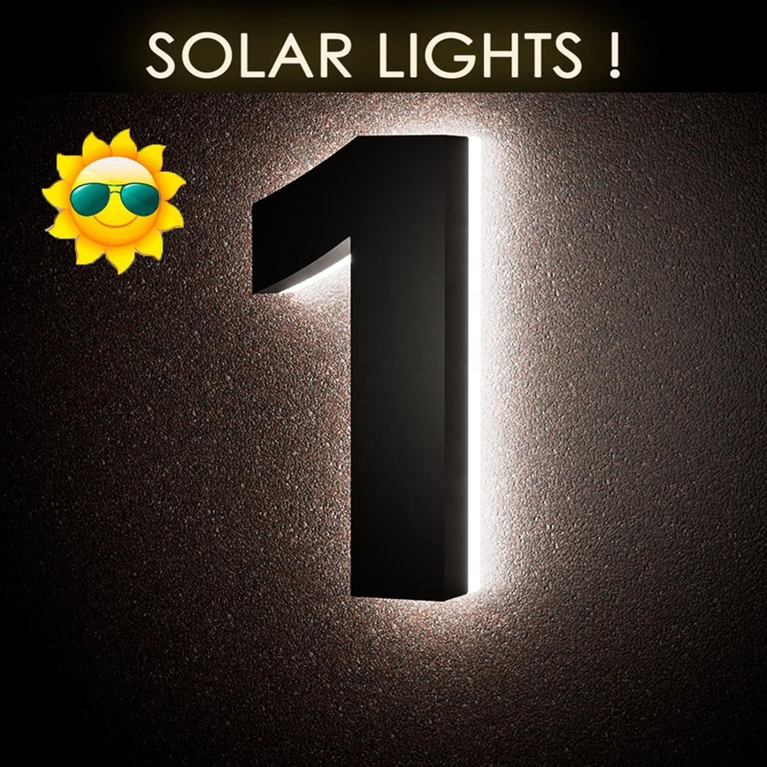 China Verified Factory Solar Panel  High Lumen wall mounted metal 3d House Number Light up letters for Home decor