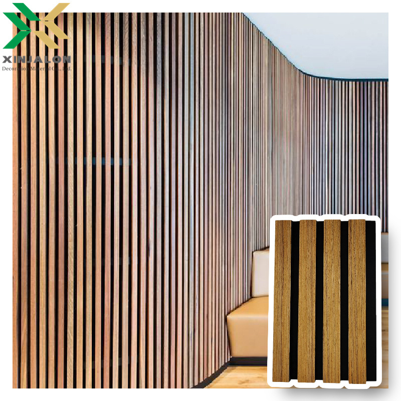 Modern Smoked Oak Wood Veneer Acoustic Wall Panels Slat Wall Panelling for Enhanced Sound Insulation