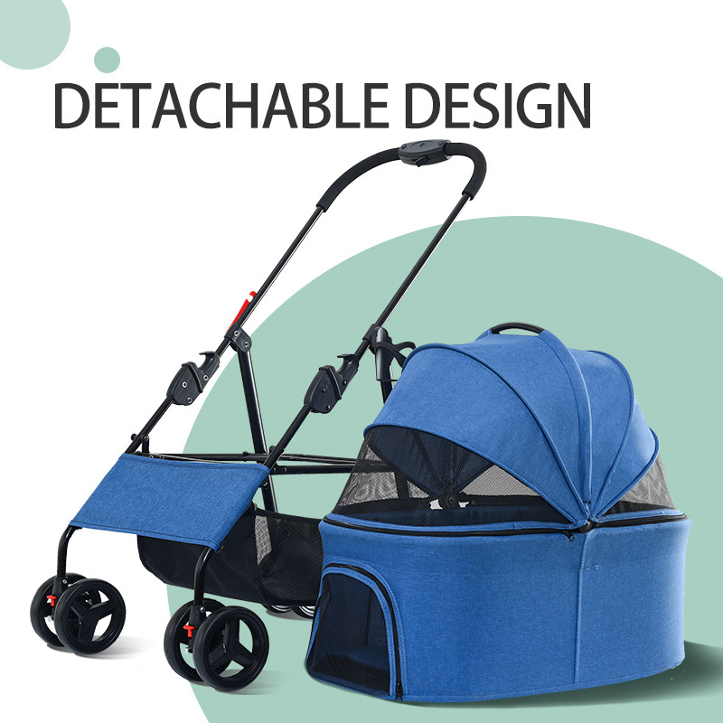 Luxury Folding Detachable Outdoor Pet Pram Small Dog And Cat Travel Trolley Four Wheeled Pet Stroller Dog Show Trolley